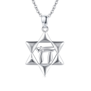 Sterling Silver Star Of David Necklace for Women Men-15