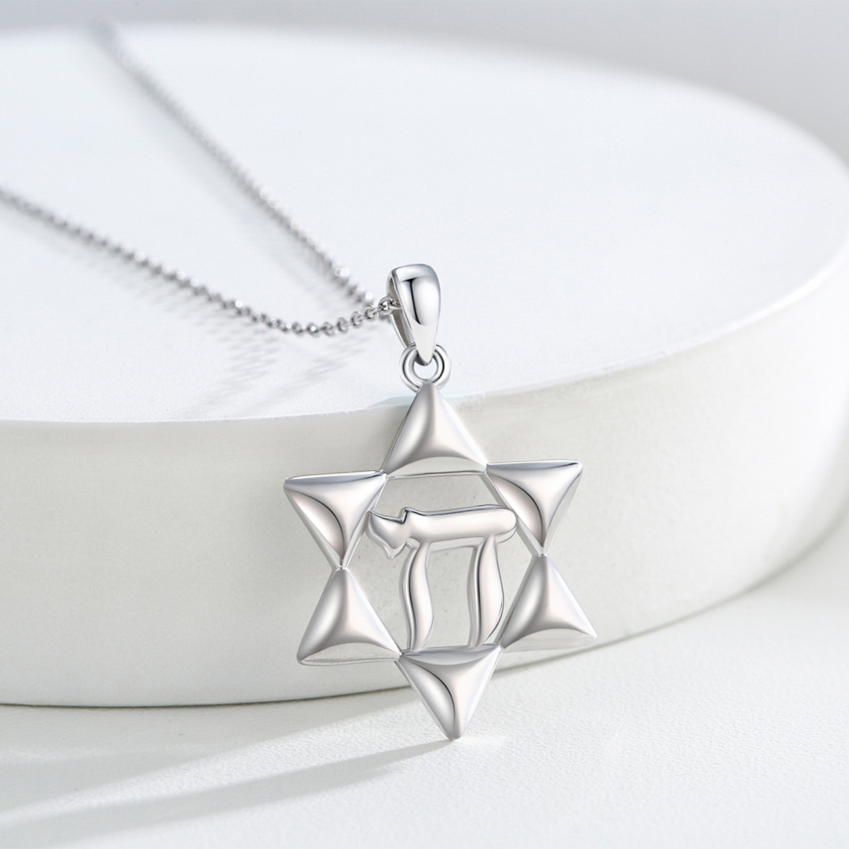 Sterling Silver Star Of David Necklace for Women Men-4