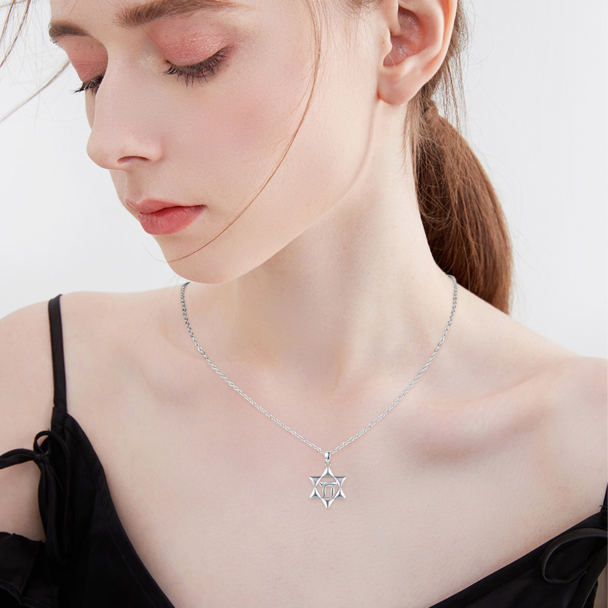 Sterling Silver Star Of David Necklace for Women Men-2