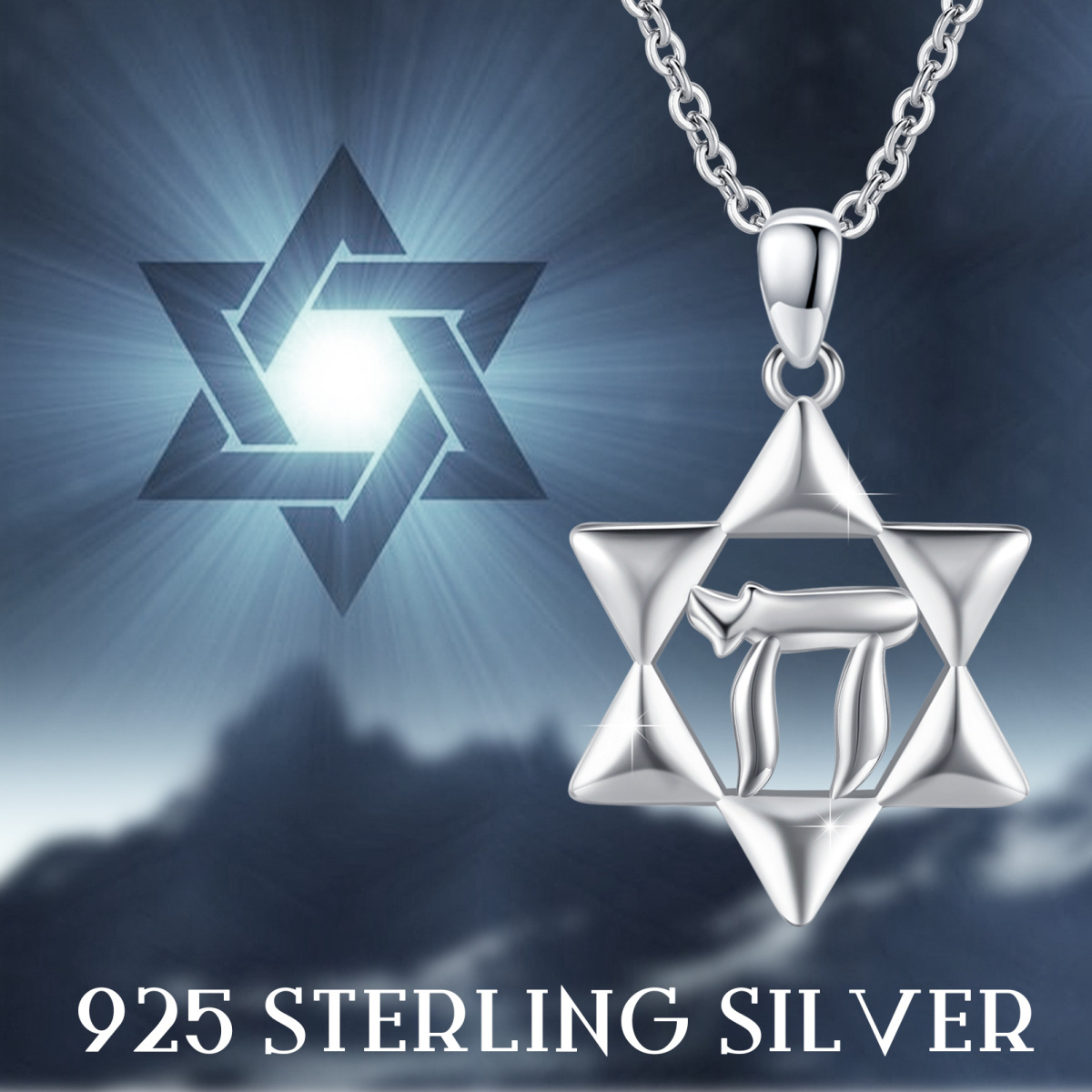 Sterling Silver Star Of David Necklace for Women Men-6