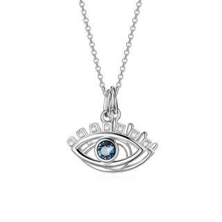 Sterling Silver Blue Crystal Evil Eye Necklace for Women Men-48