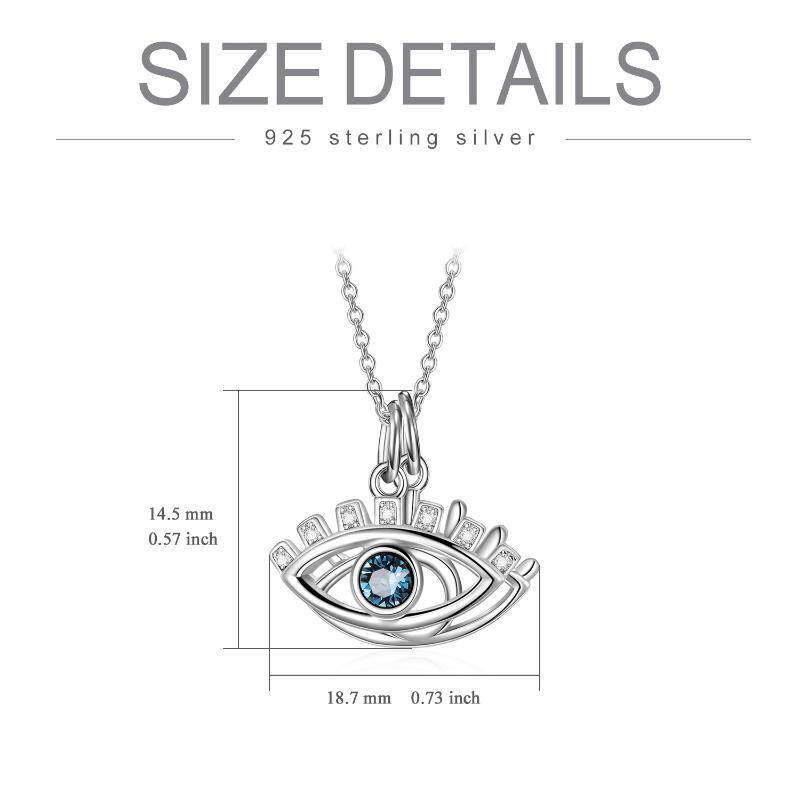 Sterling Silver Blue Crystal Evil Eye Necklace for Women Men-4