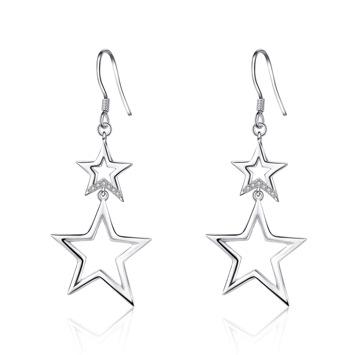 Doppelstern-Zirkon-Ohrhänger aus Sterlingsilber, Party-Geschenke für Frauen und Mädchen-1