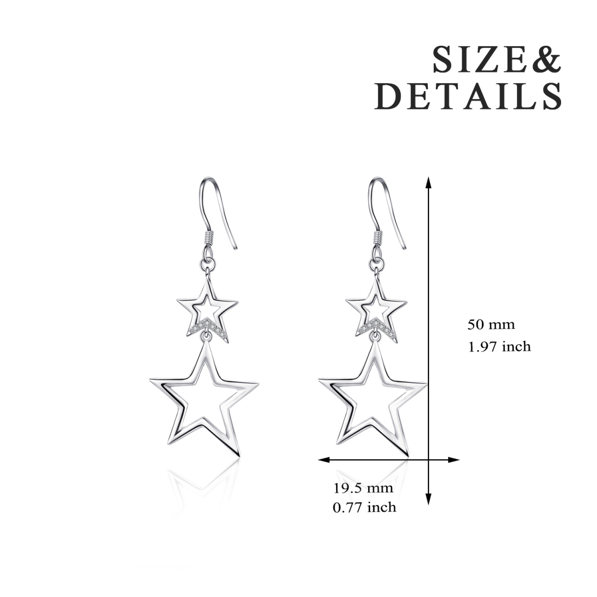 Doppelstern-Zirkon-Ohrhänger aus Sterlingsilber, Party-Geschenke für Frauen und Mädchen-5