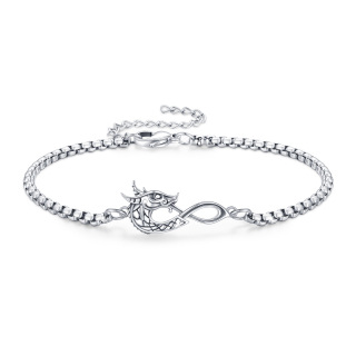 Sterling Silver Dragon & Infinity Symbol Bracelet for Women Men-44