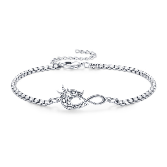 Sterling Silver Dragon & Infinity Symbol Bracelet for Women Men