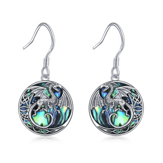 Sterling Silver Abalone Shellfish Dragon & Celtic Knot Drop Earrings-23