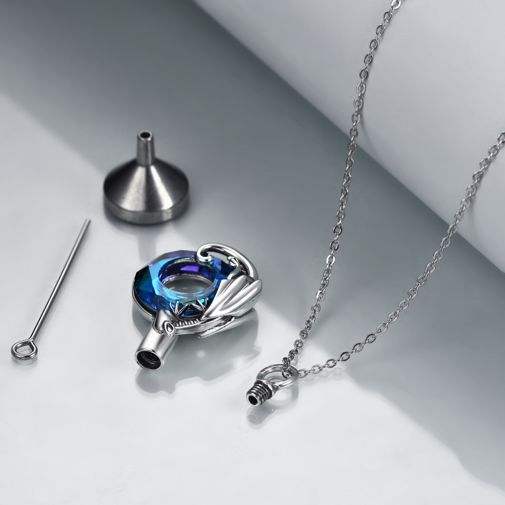 Sterling Silver Crystal Dragon Urn Necklace for Ashes for Women-3