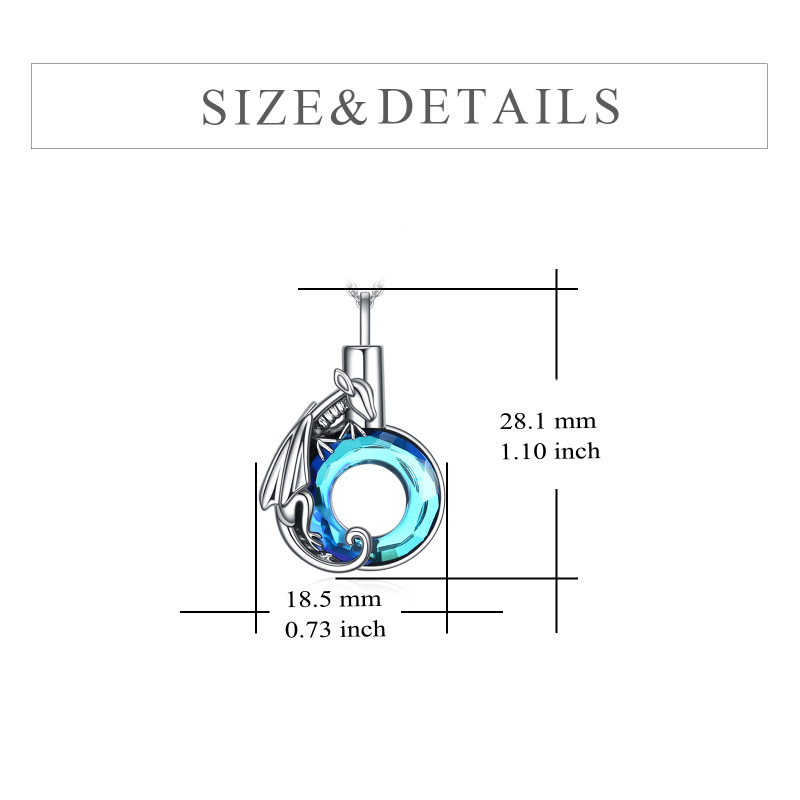 Sterling Silver Crystal Dragon Urn Necklace for Ashes for Women-5