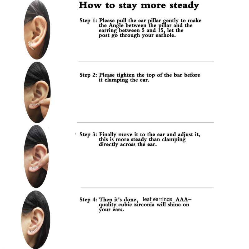 Orecchini in argento sterling con foglie di zirconi cubici e rampicanti-3