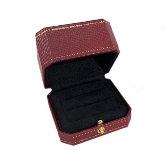 Coffret à bijoux octogonal imprimé européen, coffret à bagues en diamant rouge, paire de bagues