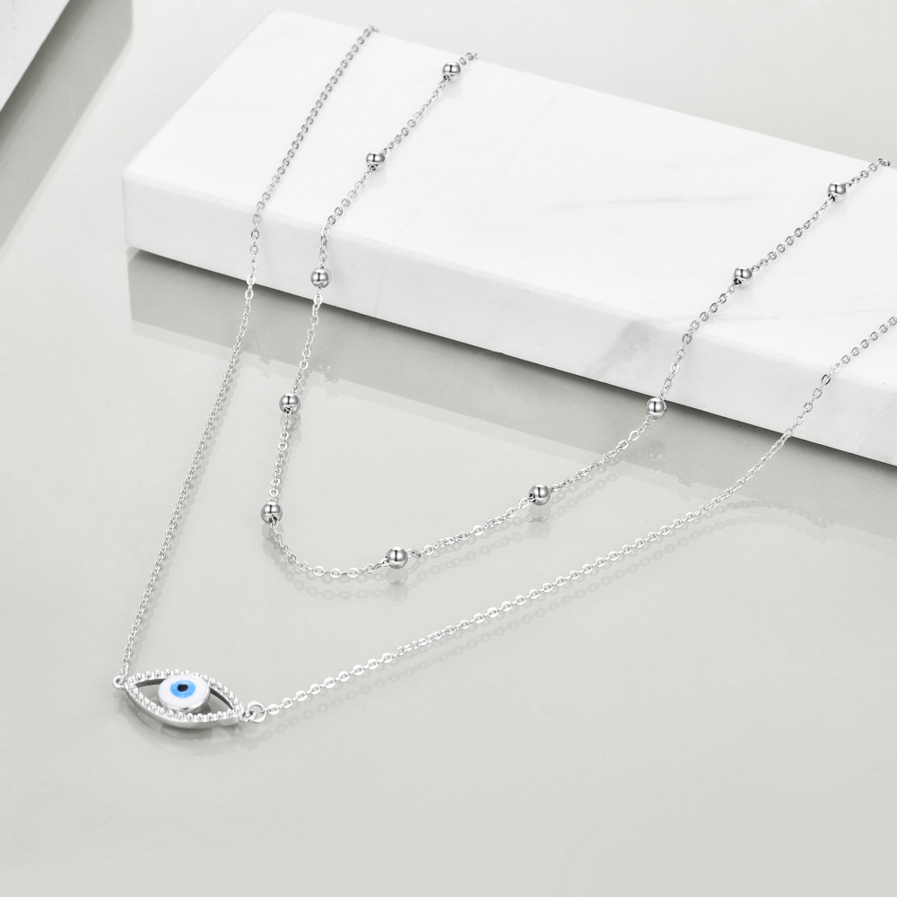 Colar em camadas de olho grego de zircônia cúbica de prata esterlina para mulheres-3