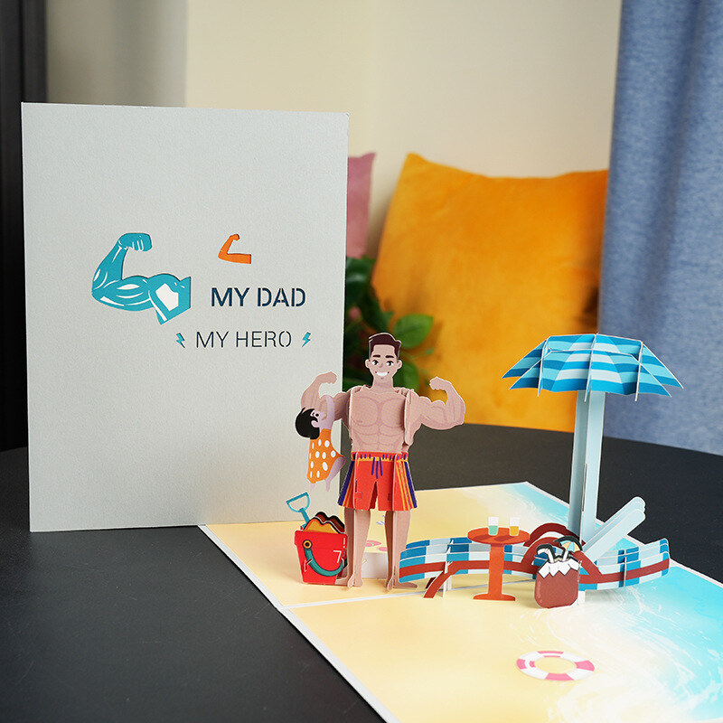 Tarjetas de felicitación del día del padre Tarjetas hechas a mano creativas 3D para el padre-3