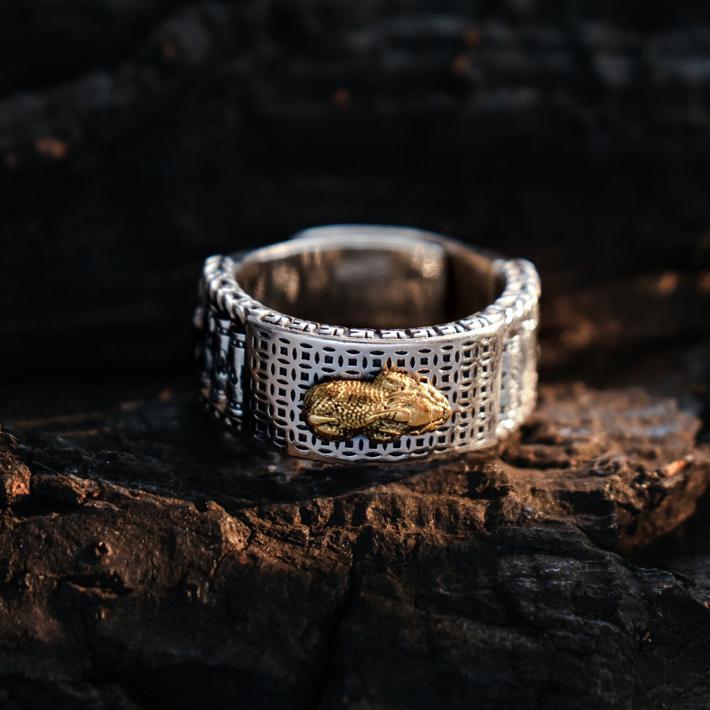 Sterling Silver Feng Shui Ring Pixiu Mantra Ring Protection Wealth Adjustable Rings For Women-4