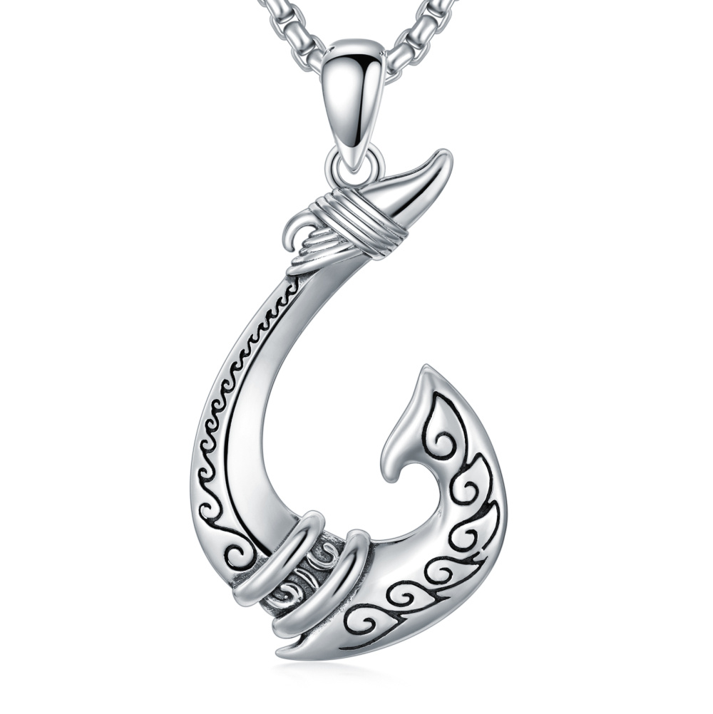 Colar de anzol S925 Maui Hook com proteção para surfista, joias para praia e verão-1