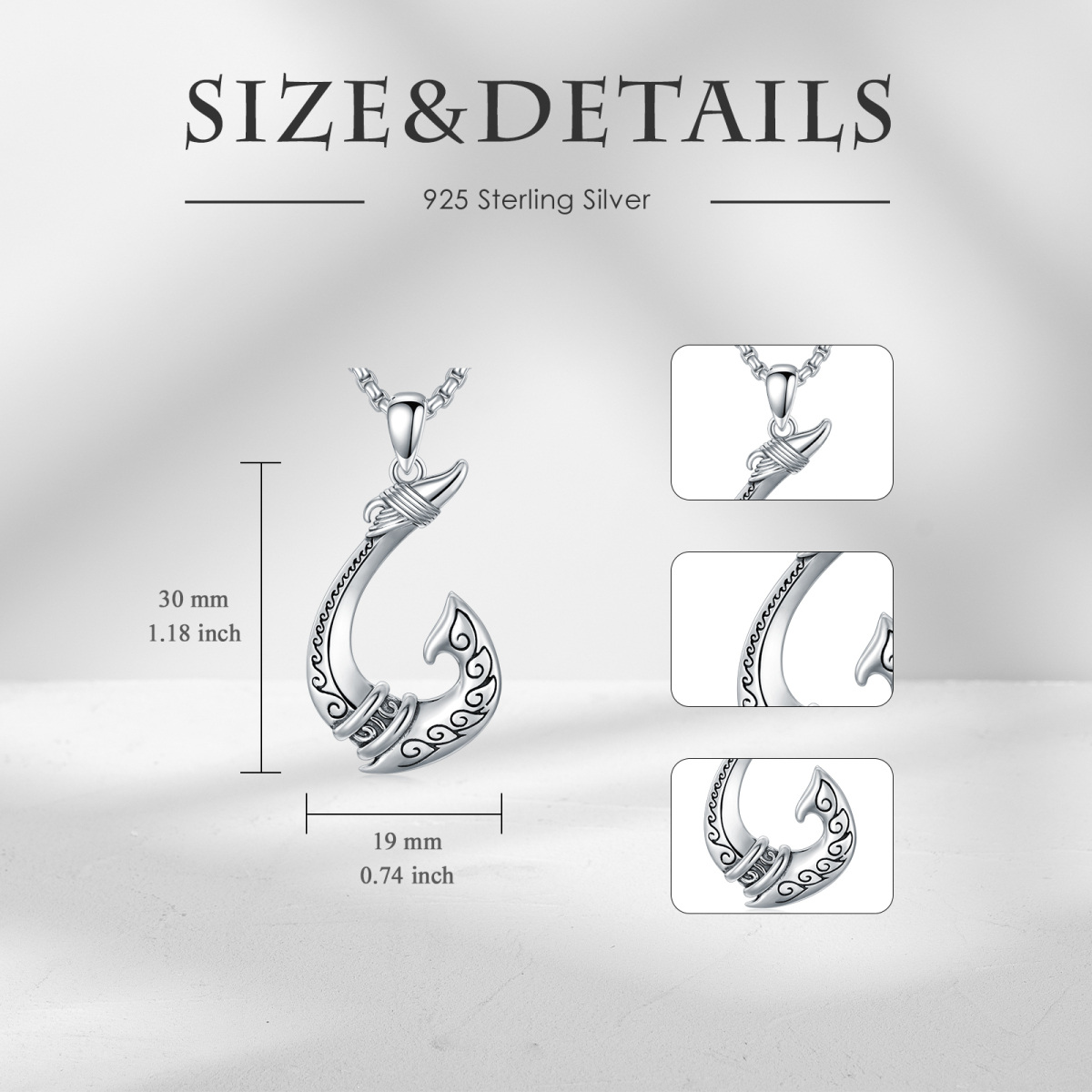 Fish Hook Necklace S925 Maui Hook Surfer Protection Neclace Summer Beach Jewelry Gifts-6