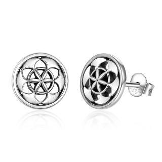 Sterling Silver Pentagram Stud Earrings-52