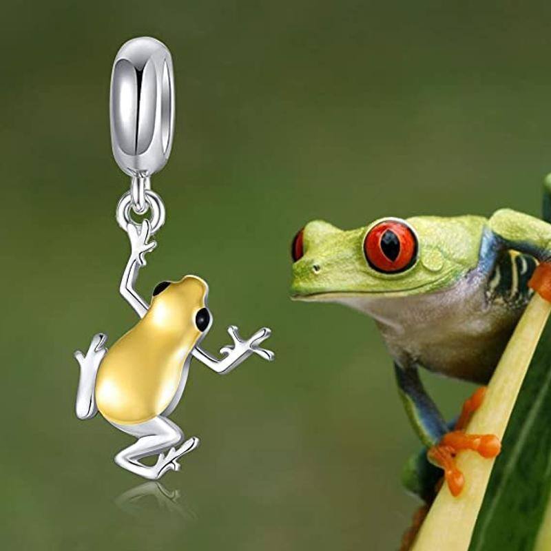 Sterling Silver Two-tone Frog Pendant Charms-4