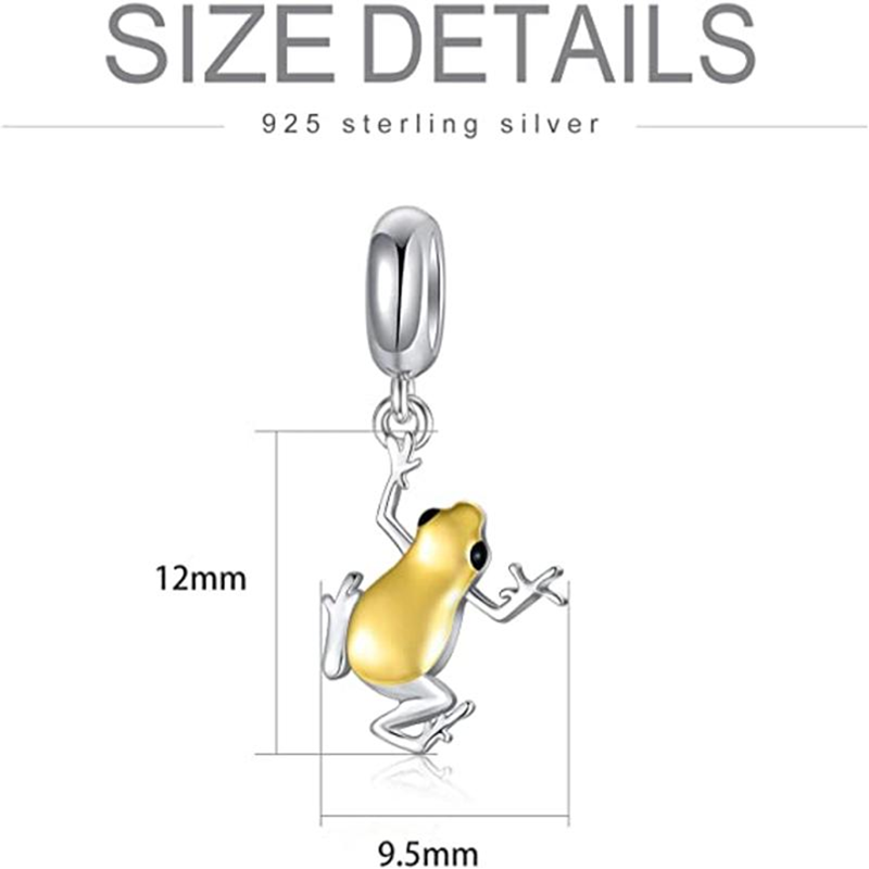 Sterling Silver Two-tone Frog Pendant Charms-3