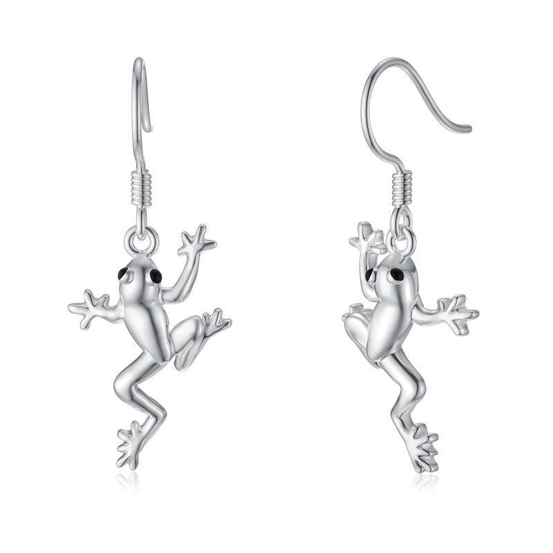 Sterling Silver Frog Drop Earrings-1