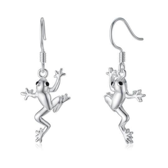 Boucles d'oreilles pendantes en argent sterling en forme de grenouille