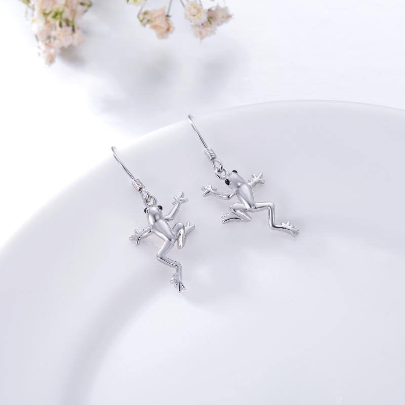 Sterling Silver Frog Drop Earrings-3