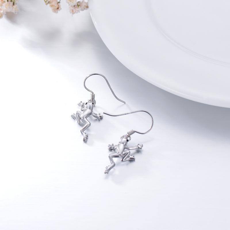 Sterling Silver Frog Drop Earrings-4