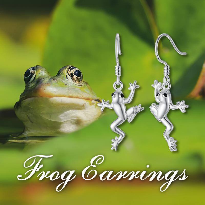 Sterling Silver Frog Drop Earrings-6