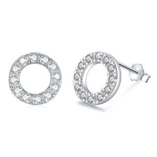 Sterling Silver Circular Shaped Cubic Zirconia Round Stud Earrings-27