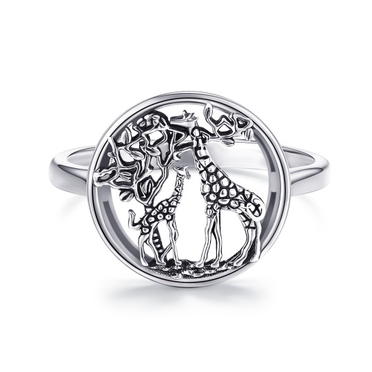 Bague girafe en argent sterling avec arbre de vie