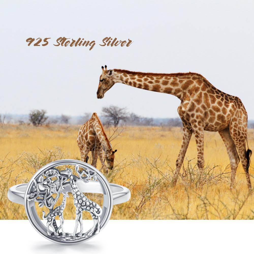 Sterling Silver Giraffe & Tree Of Life Ring-6