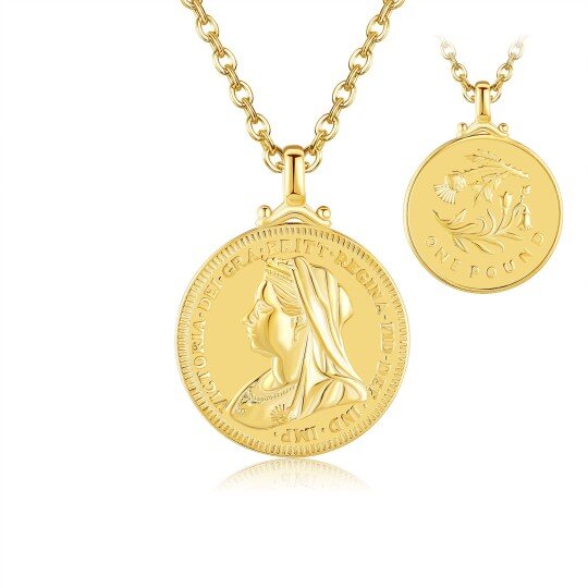 14-Karat-Gold-Halskette mit Blätter-Charm für Damen