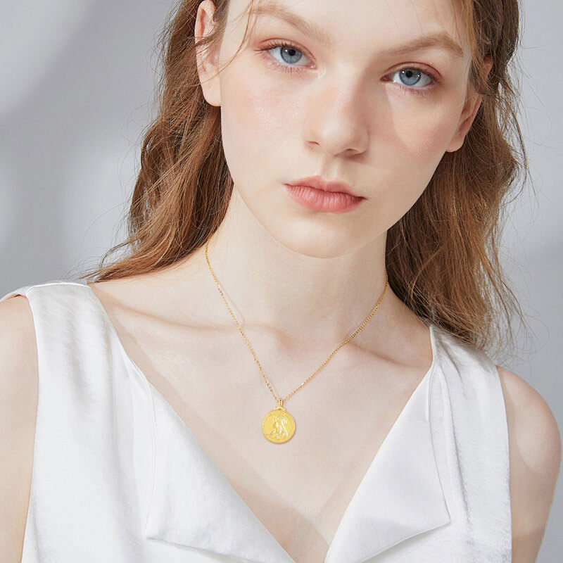 قلادة أوراق الشجر من الذهب عيار 10 قيراط للنساء-2