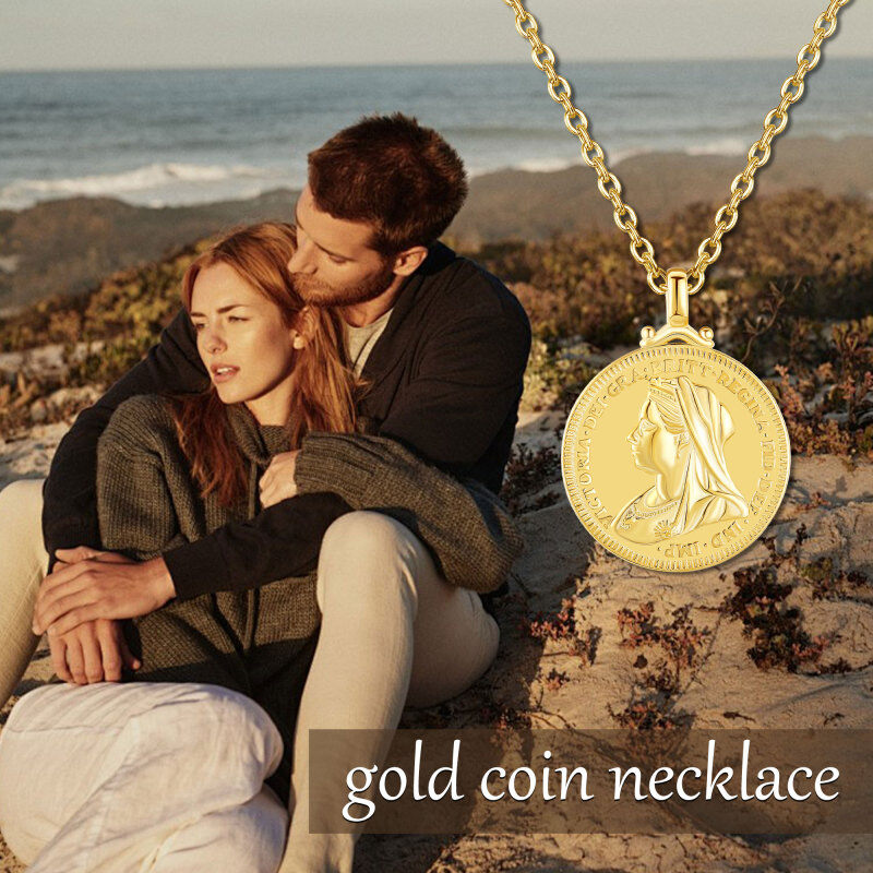 قلادة أوراق الشجر من الذهب عيار 10 قيراط للنساء-5