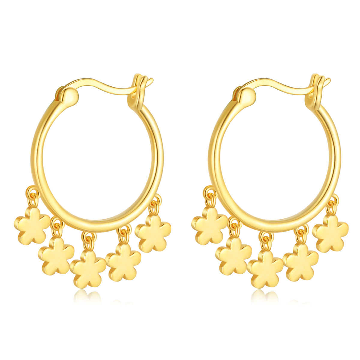 Gold Vermeil Flowers Hoop Earrings for Women-1