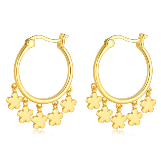 Pendientes de aro con flores de oro vermeil para mujer