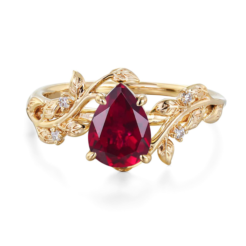 10K Gold Heart Cut Leaves Ring-11