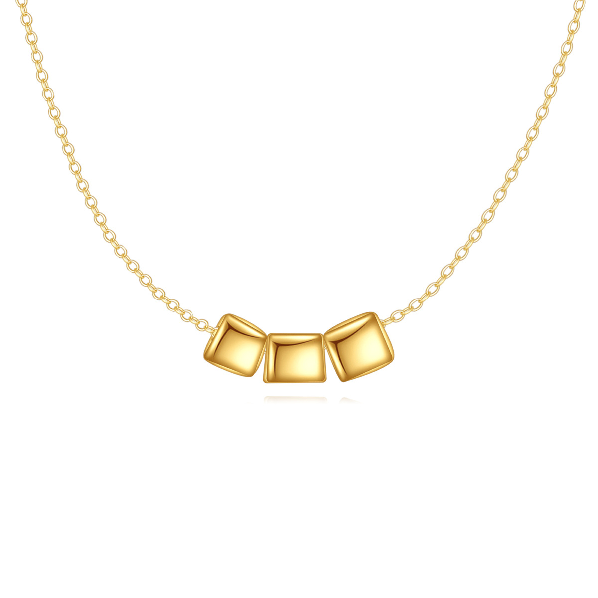 14K Gold Square Pendant Necklace-1