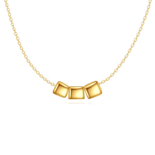 14K Gold Square Pendant Necklace-1