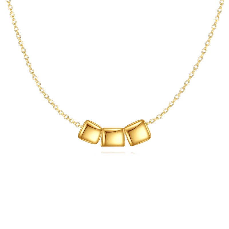 10K Gold Square Pendant Necklace-14