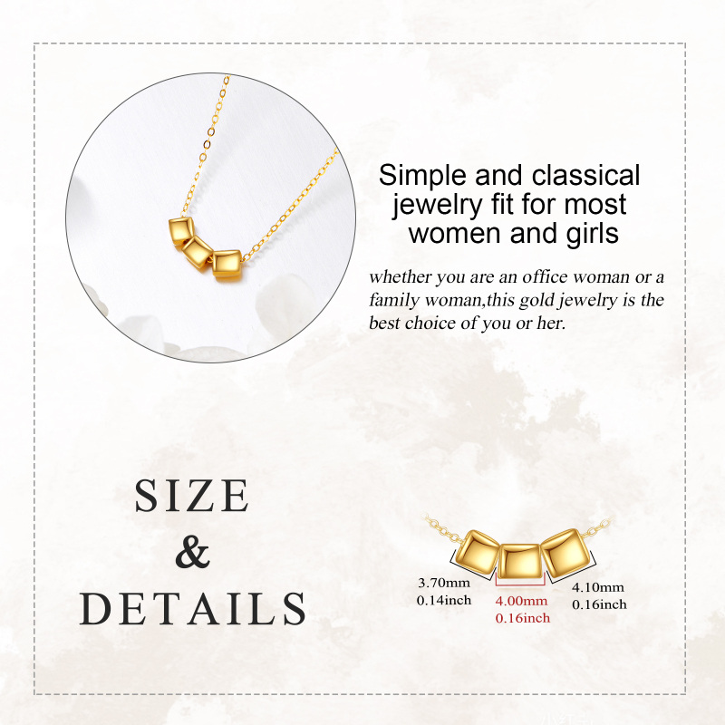 Collar con colgante cuadrado de oro de 10 quilates-5