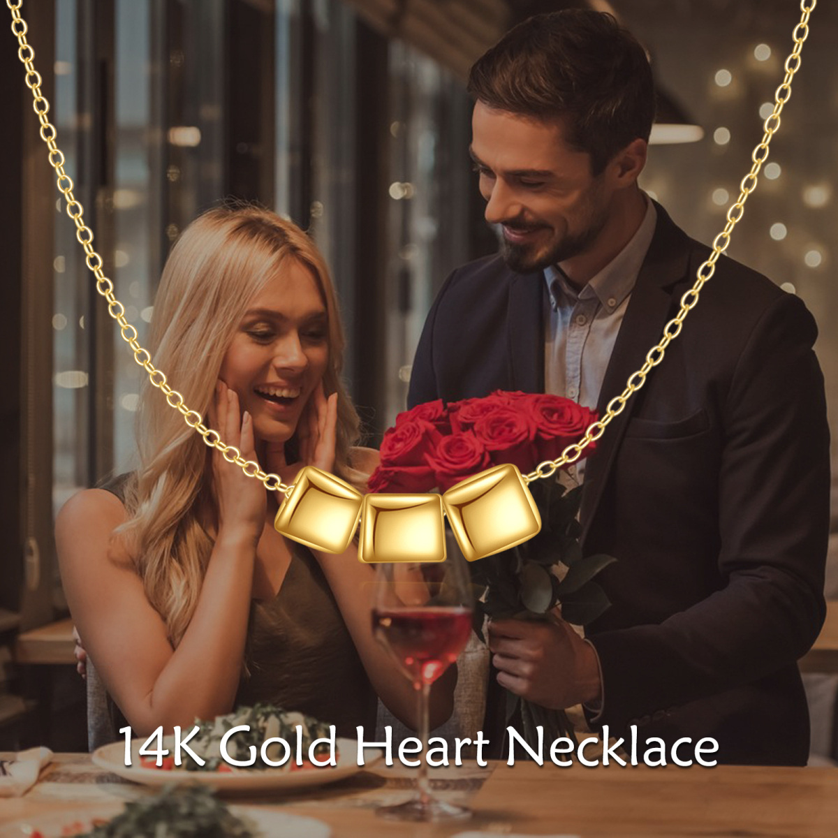 14K Gold Square Pendant Necklace-6