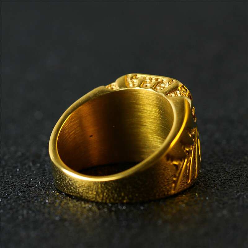 Gold Plated Princess Cut Large Center Stone Ruby Ring for Men-2
