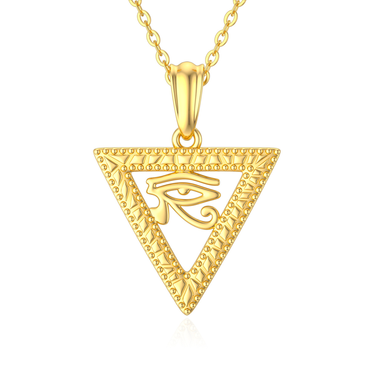 Collar con colgante triangular de ojo malvado en oro de 14 quilates-1