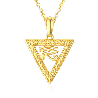 14K Gold Evil Eye & Triangle Pendant Necklace-1