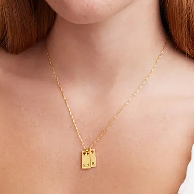 Personalized Initial Necklace Gold Vermeail for Women-3