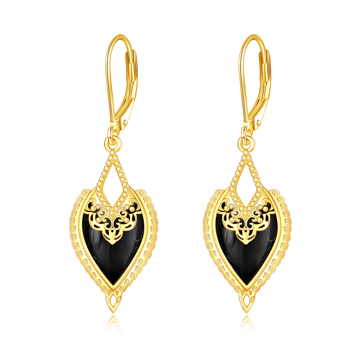 Gold Vermeil Agate Grandmother & Mother & Daughter & Sisters & Heart Lever Earrings-1