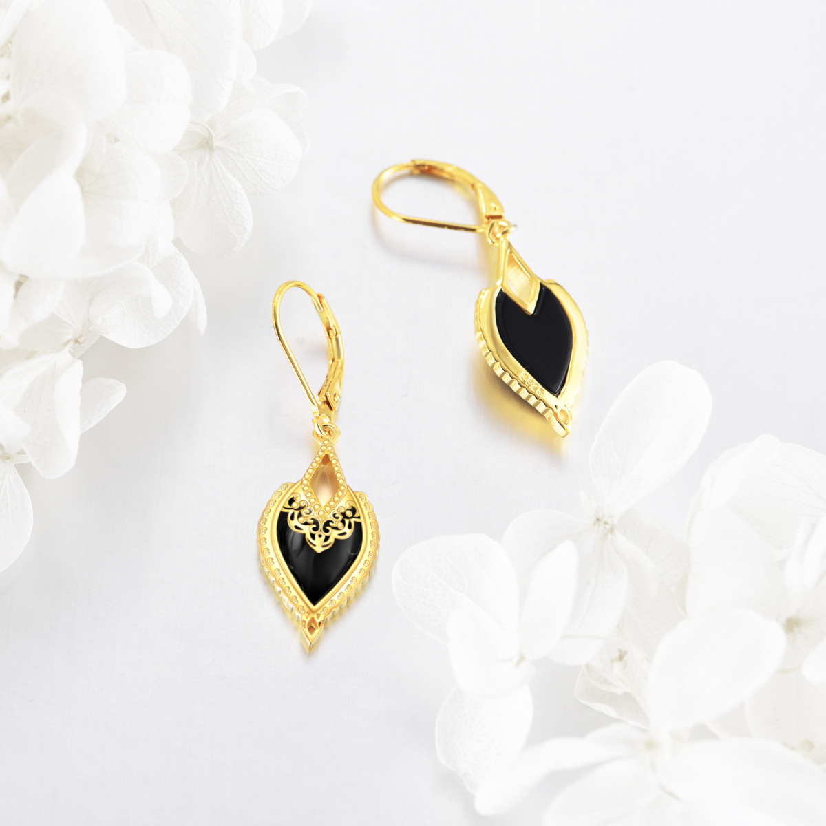 Gold Vermeil Agate Grandmother & Mother & Daughter & Sisters & Heart Lever Earrings-4
