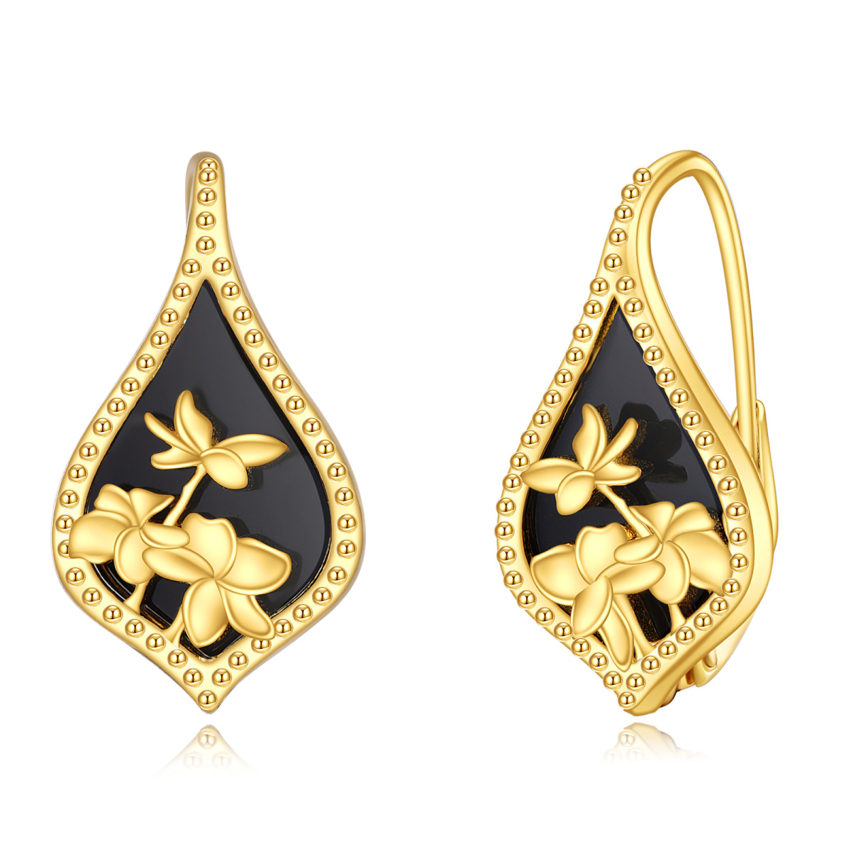 Gold Vermeil Agate Lever Earrings-1