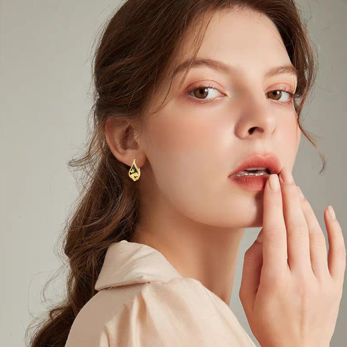 Gold Vermeil Agate Lever Earrings-2